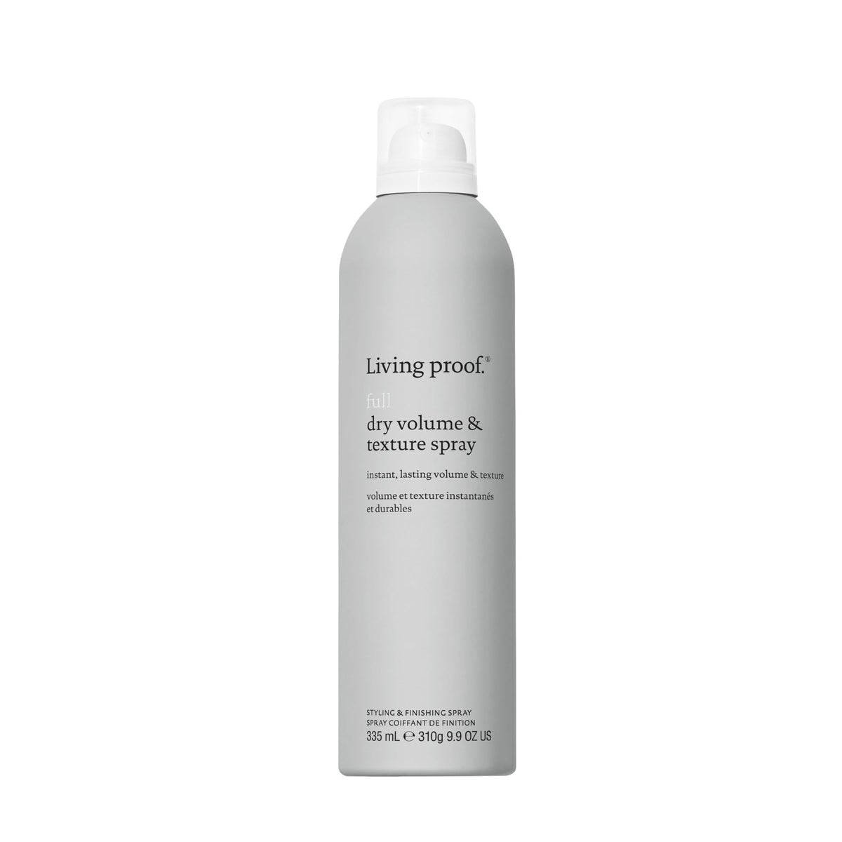 Living Proof Full Dry Volume Spray bottle with instant lift for fine hair.