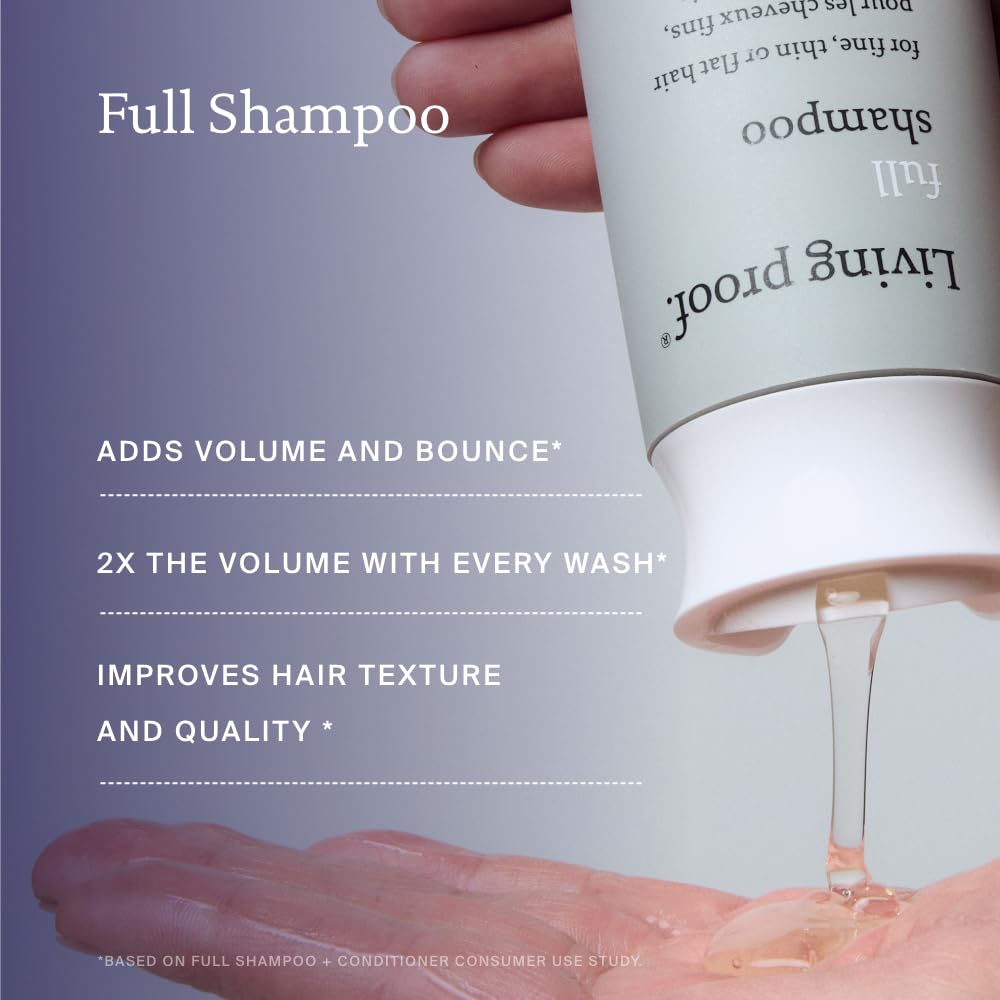 Living Proof Lasting Volume Holiday Kit on a sink for easy access.