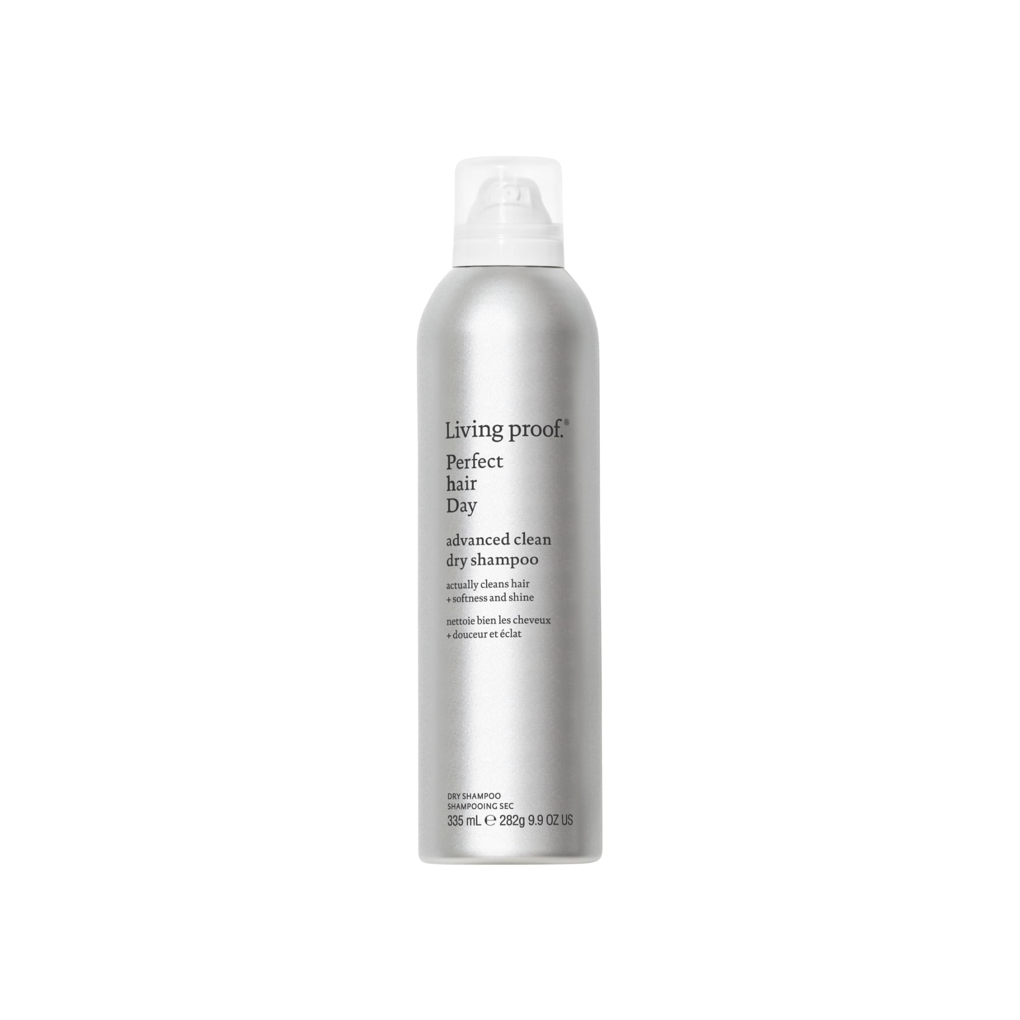 Living Proof phd dry shampoo bottle demonstrates oil-absorbing cleanse for refreshed roots.