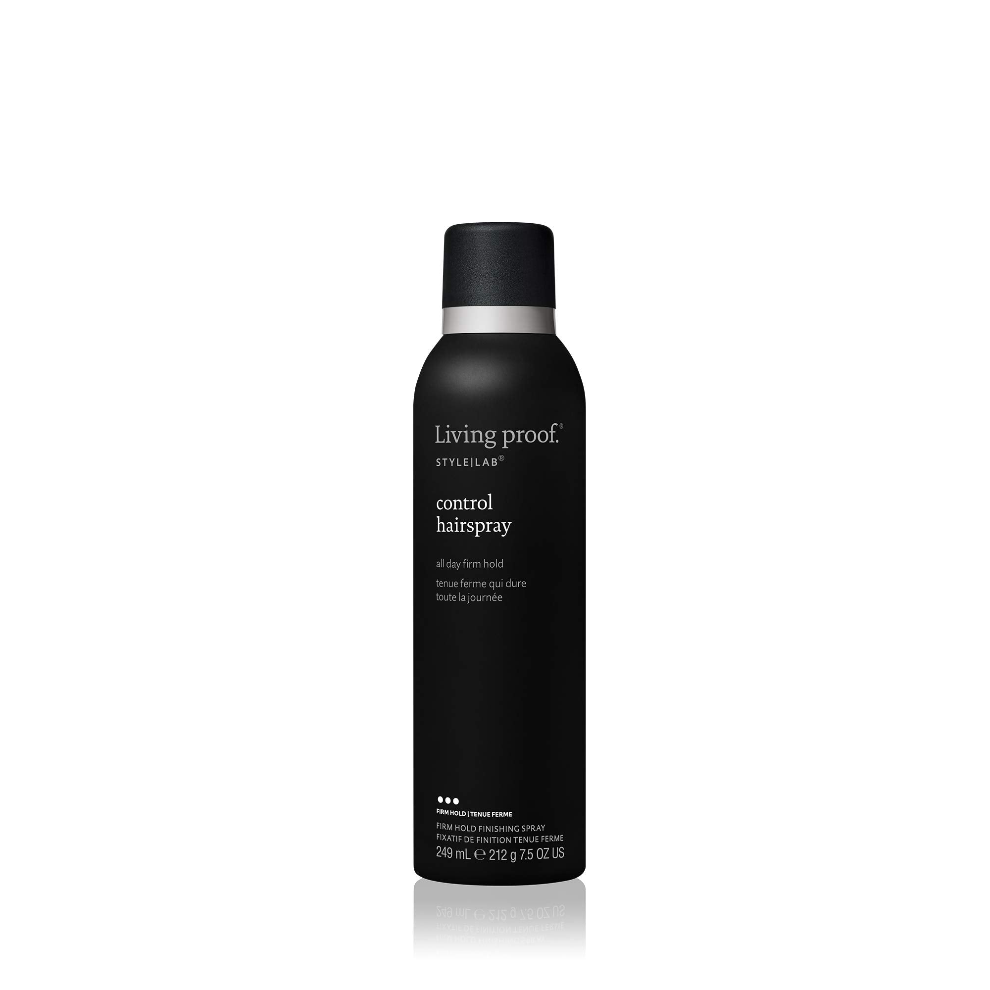 Living Proof Style Lab Control Hairspray bottle showing flexible hold for dry hair styling.