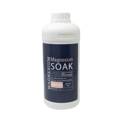 Living the Good Life Naturally magnesium soak pour bottle for soothing skin and relaxation.