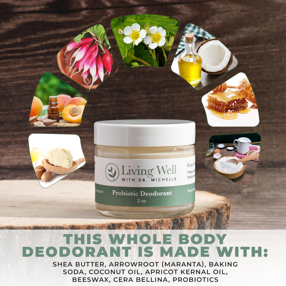 Application shot of Living Well with Dr. Michelle probiotic deodorant cream for underarms