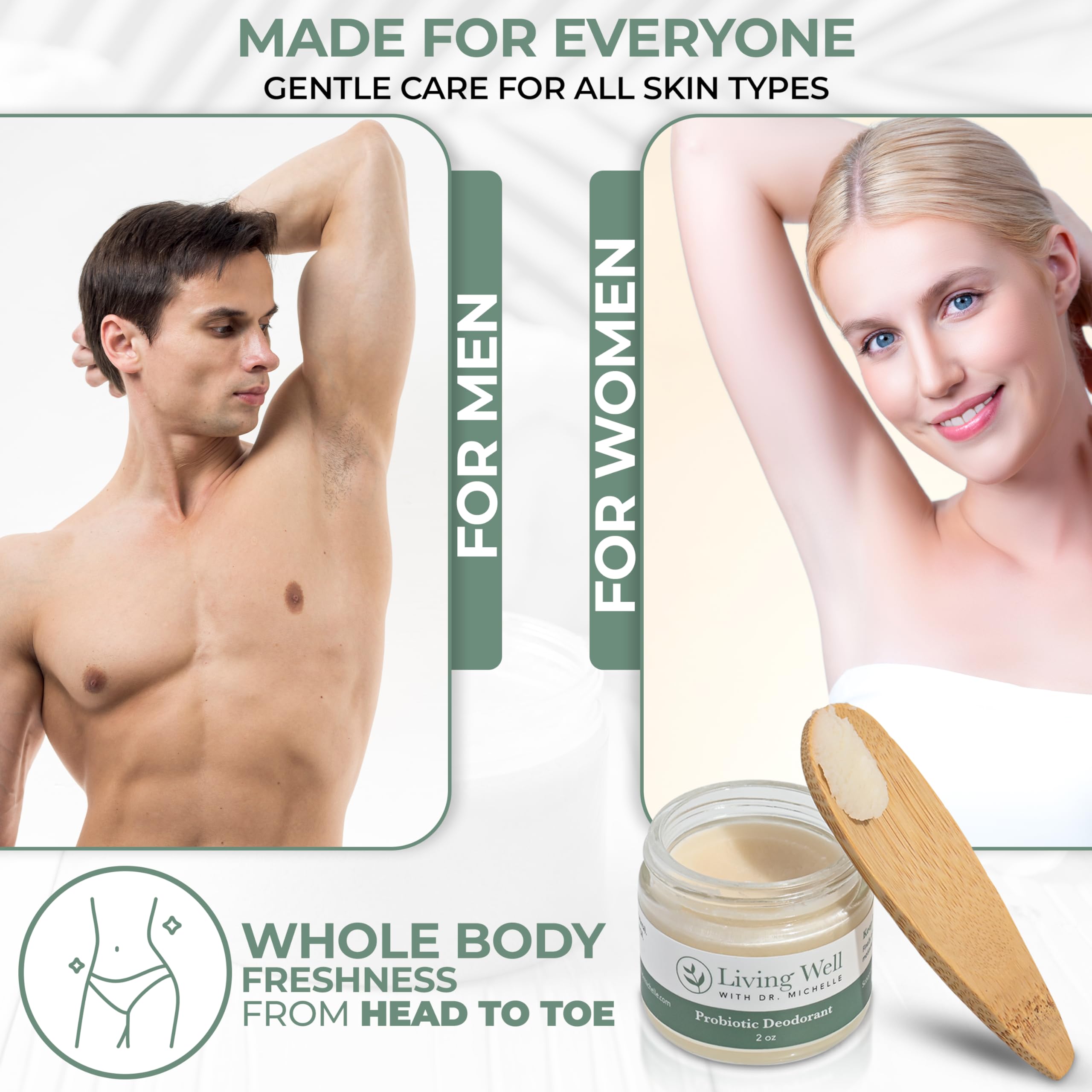 Underarm-area usage with Living Well with Dr. Michelle unscented formula for sensitive skin
