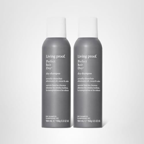 Living Proof Dry Shampoo on bathroom shelf ready for quick reset
