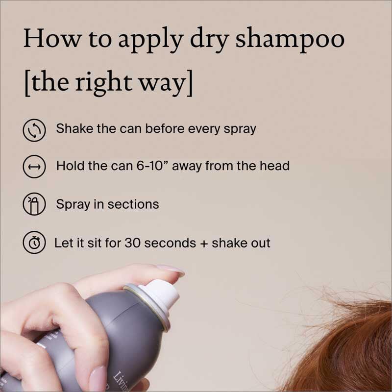 Living Proof Dry Shampoo bottle close-up illustrating product detail