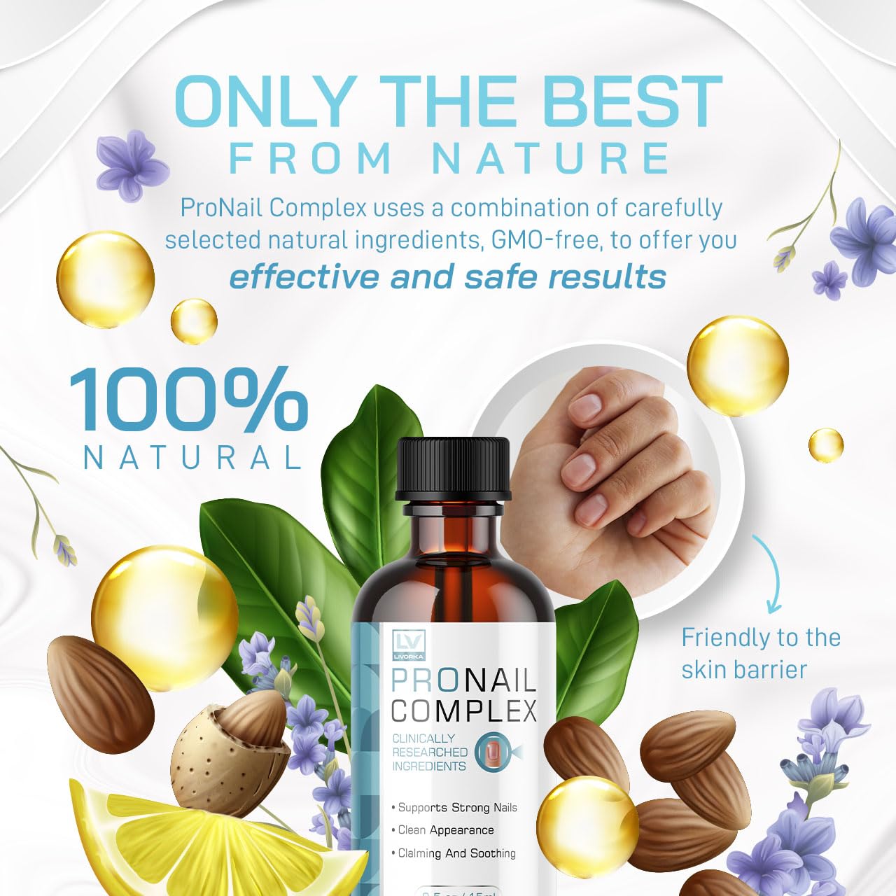 Livorka ProNail Complex liquid drops offer easy daily use for healthy-looking nails.
