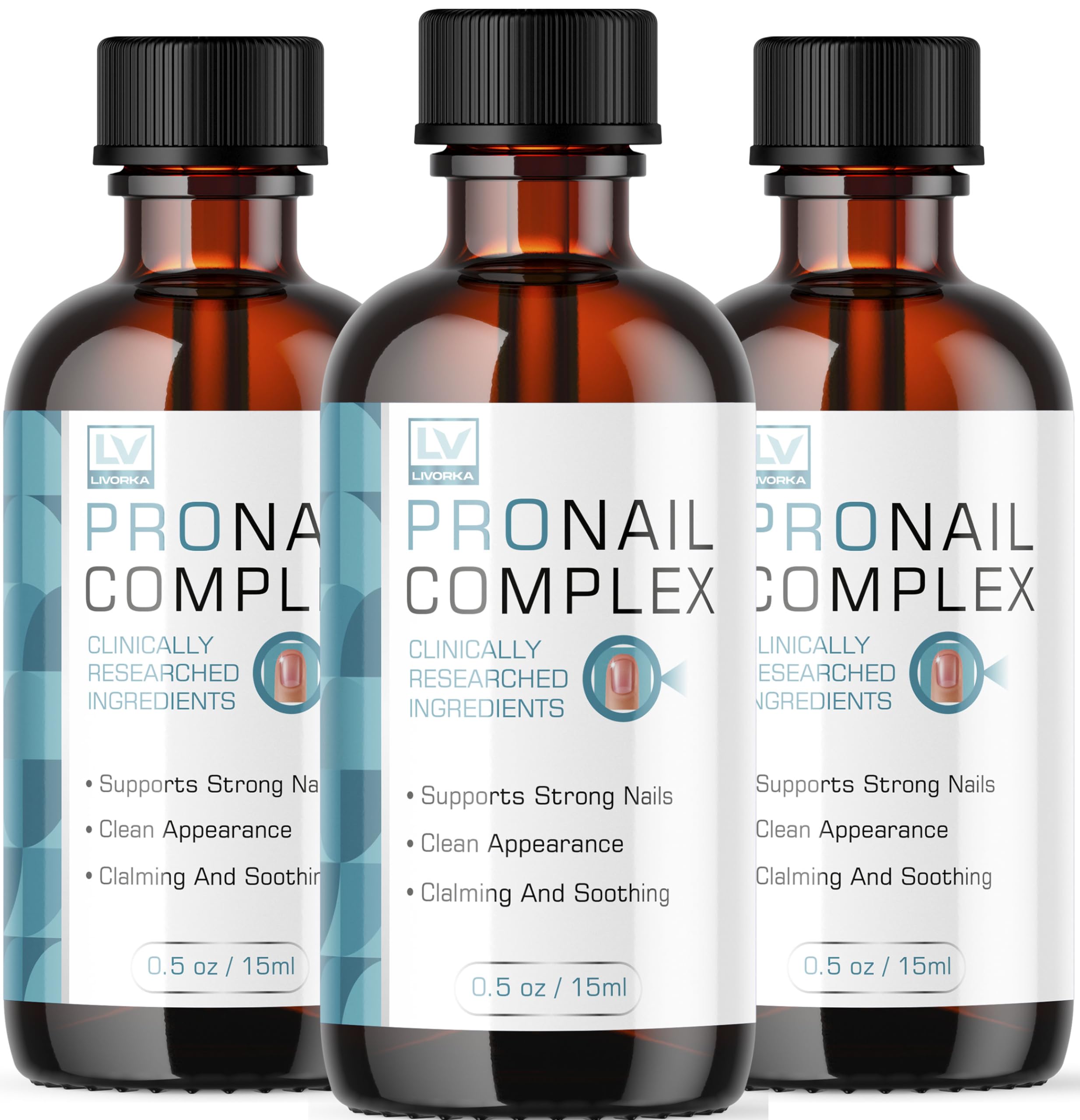 Livorka ProNail Complex bottle illustrates original formula for at-home nail care.