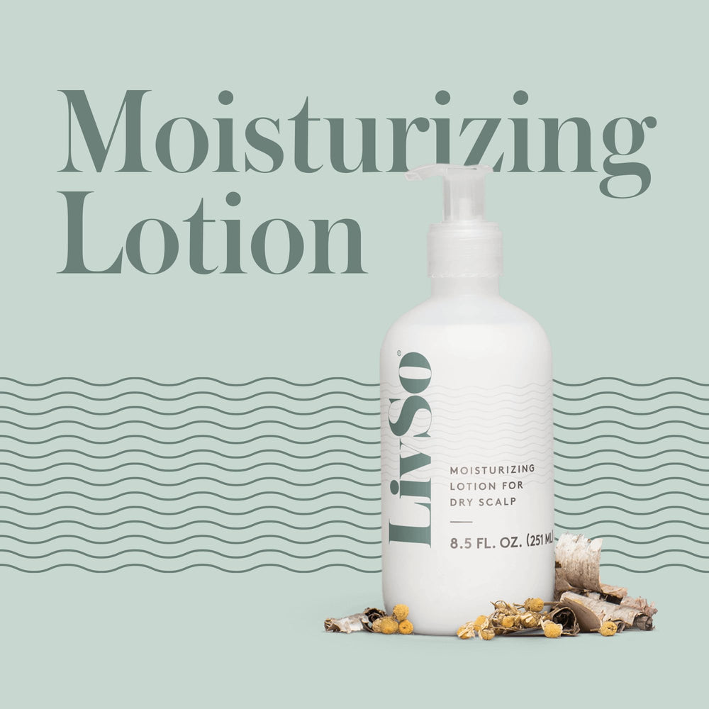 LivSo Moisturizing Scalp Lotion application on scalp demonstrates easy, quick-absorbing formula for busy routines.