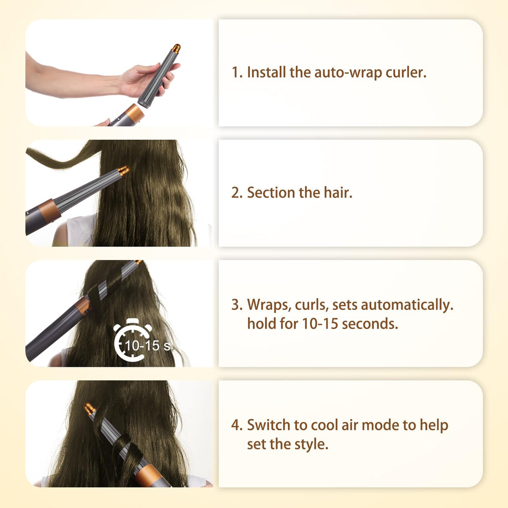 Liwoowe Dyson Airwrap travel-friendly gold barrel for on-the-go styling.