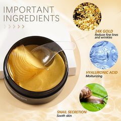 LIYALAN 24K under-eye patches applied to eye area for refreshed look.