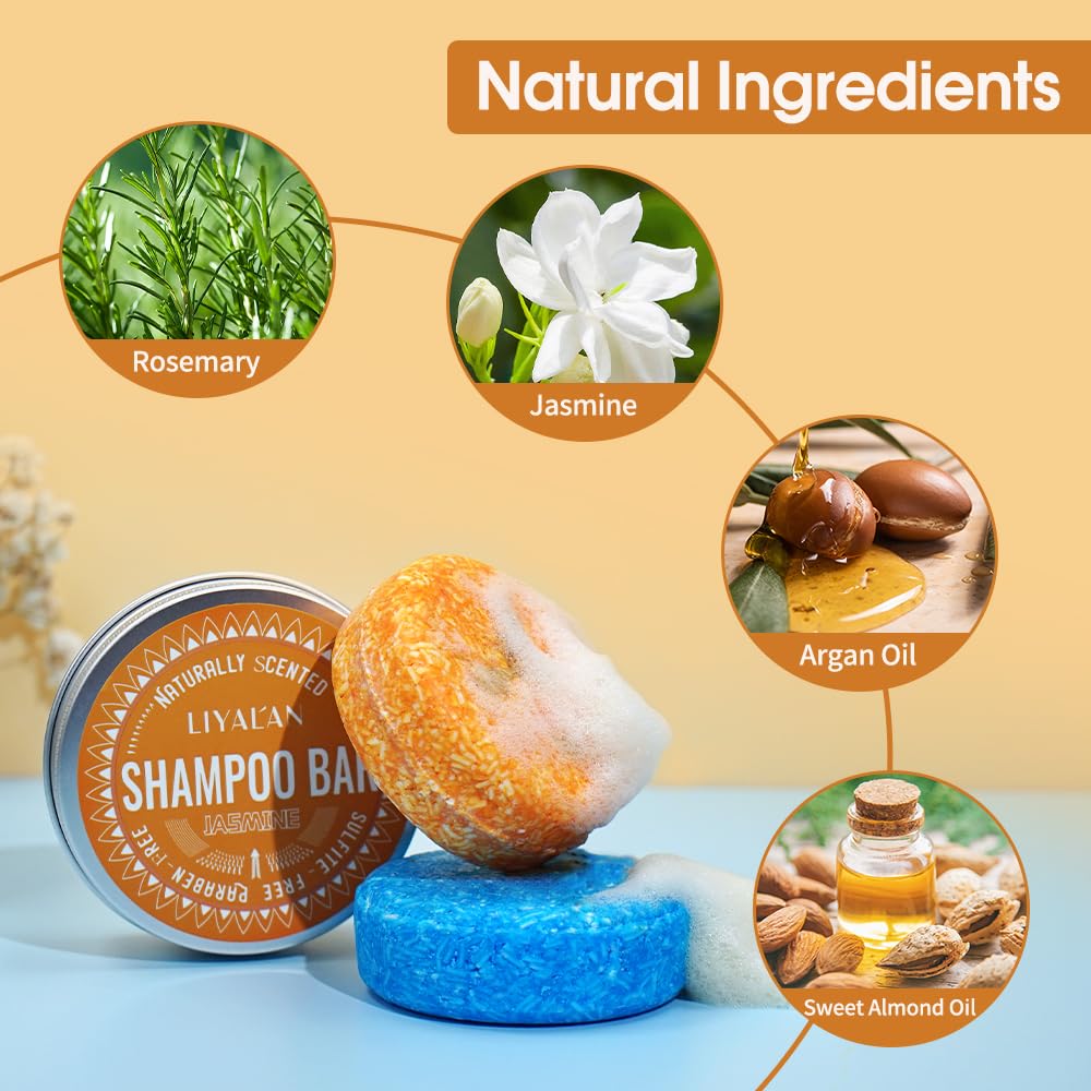 LIYALAN shampoo bar lather demo showing rich bubbles for scalp care.