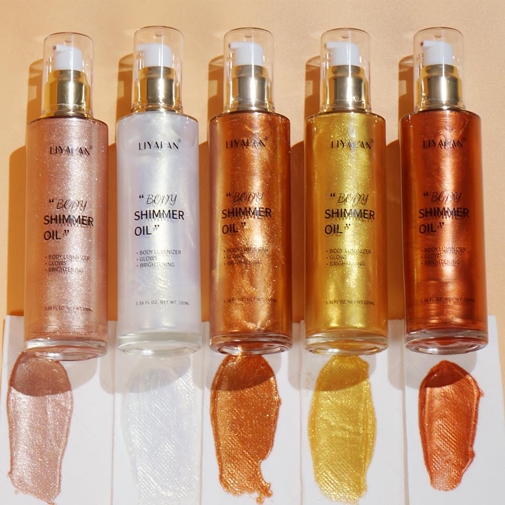 LIYALAN Shimmer Body Oil offers versatile shine for day or night looks.
