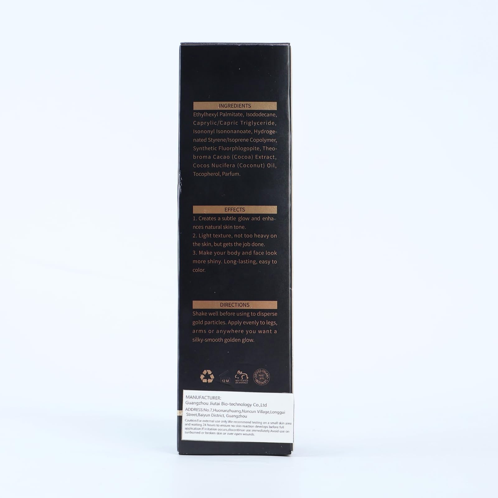 LIYALAN Shimmer Body Oil washes off easily with soap and water.