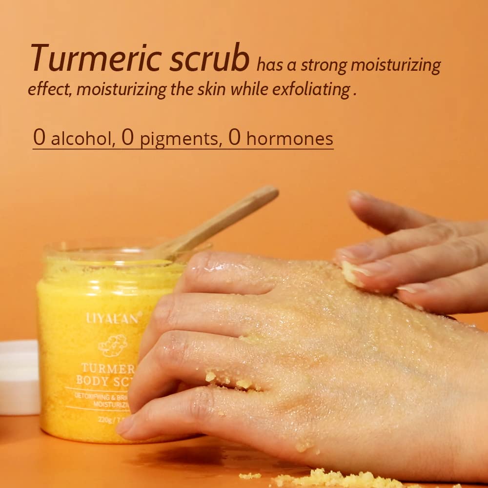 LIYALAN turmeric scrub applied to the face for gentle cleansing