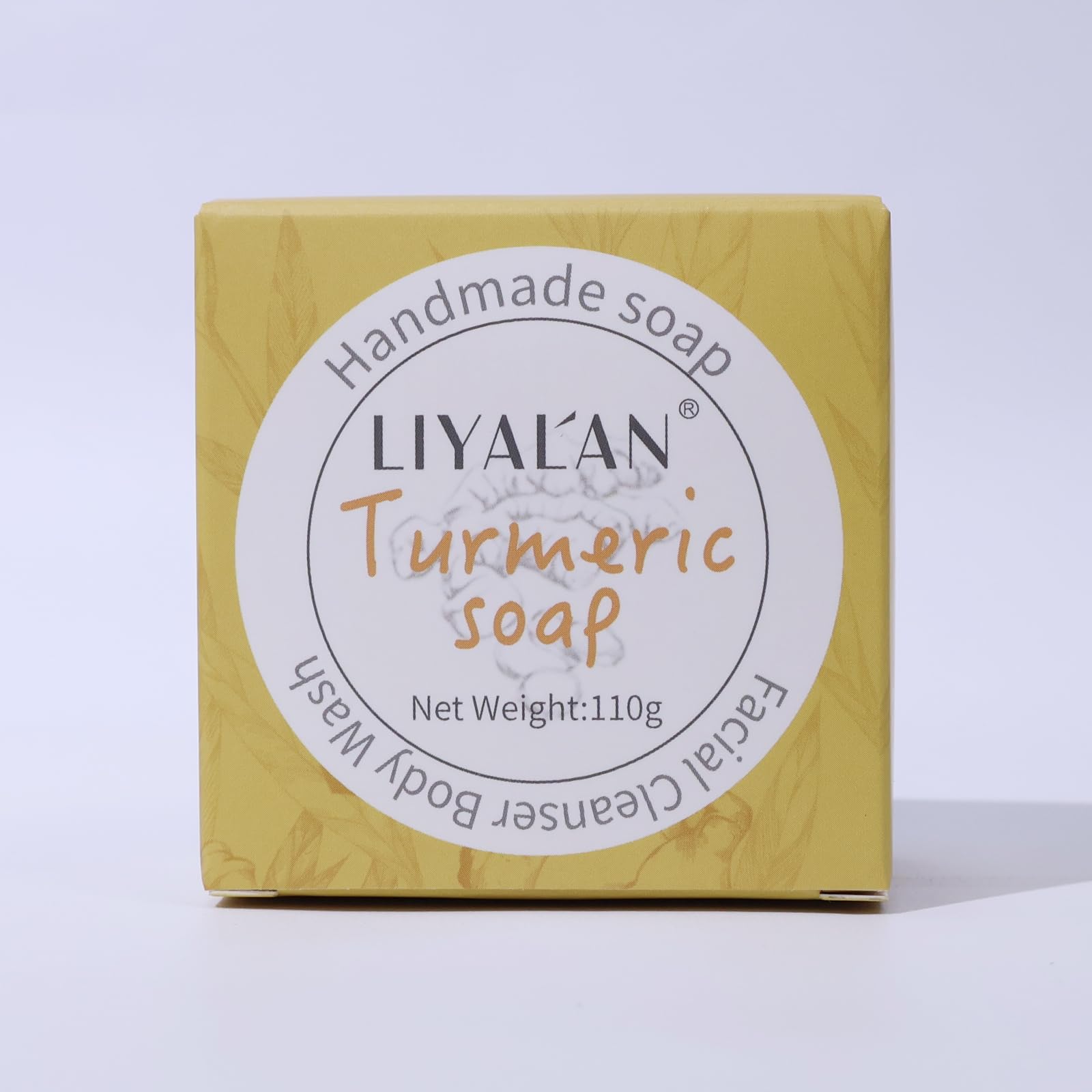 LIYALAN turmeric soap bar natural ingredients emphasize plant-based care.