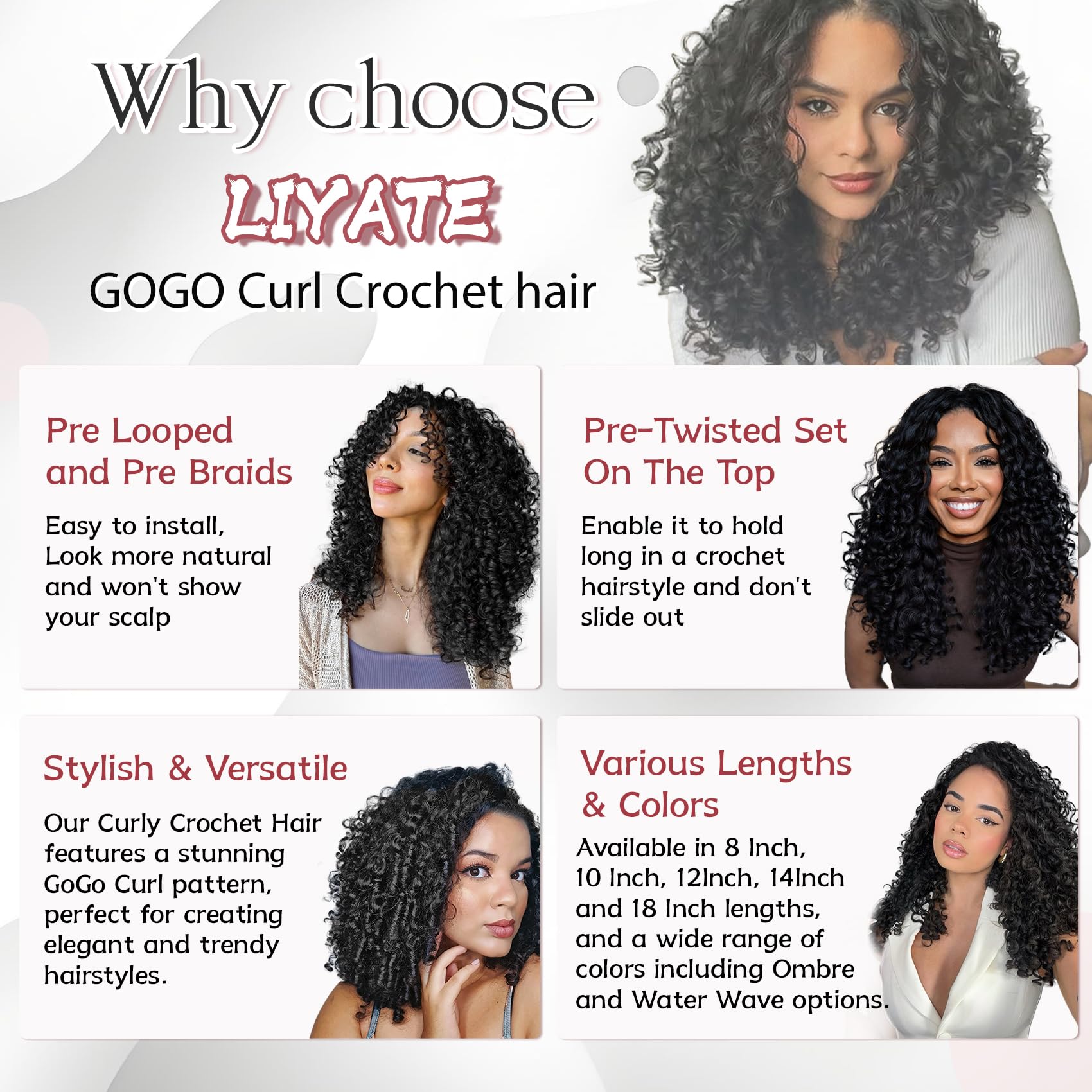 LIYATE Ocean wave beach curl crochet hair pack for glossy, voluminous styles