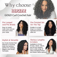 LIYATE Ocean wave beach curl crochet hair pack for glossy, voluminous styles