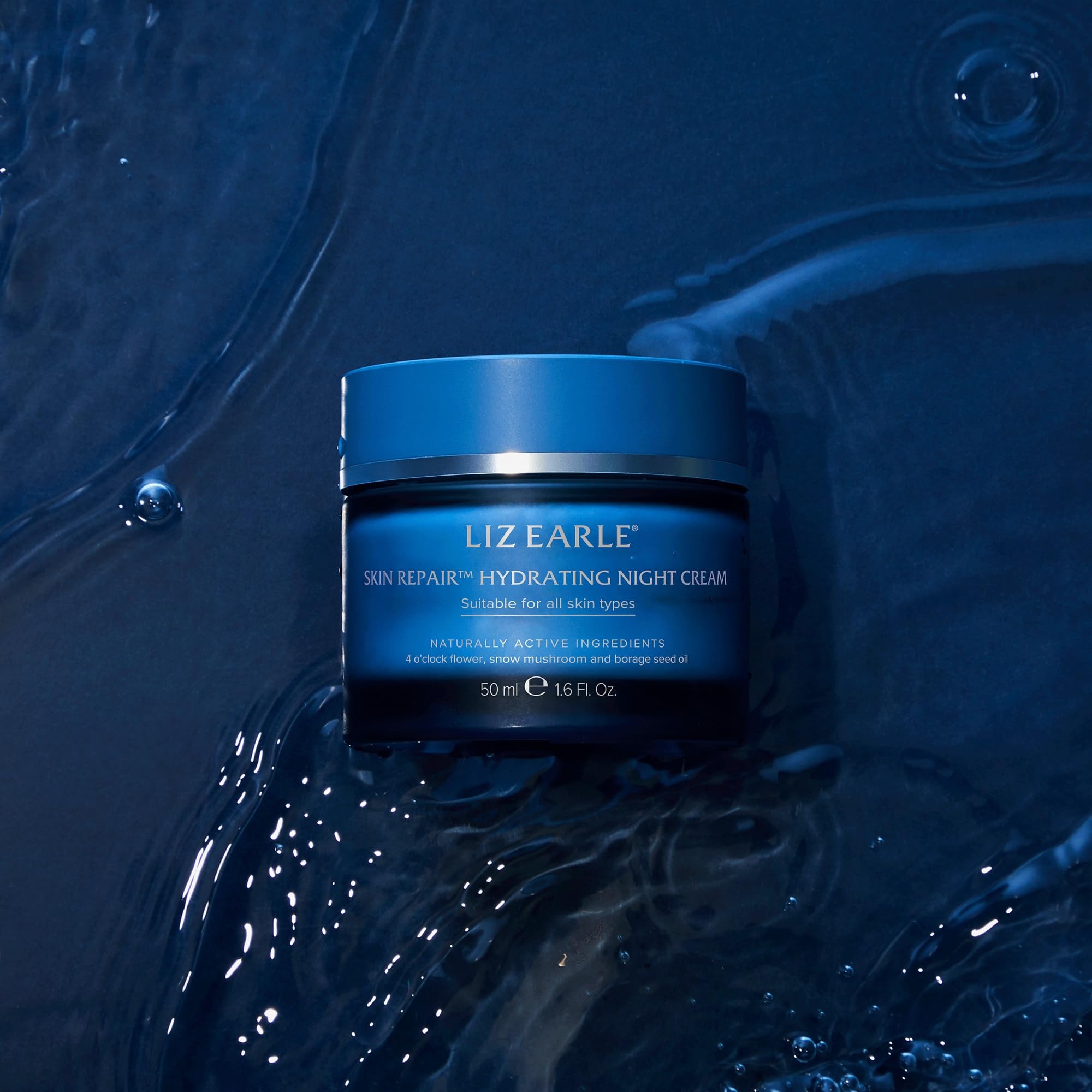 Nighttime scene suggesting restful skin renewal with Liz Earle Night Cream.