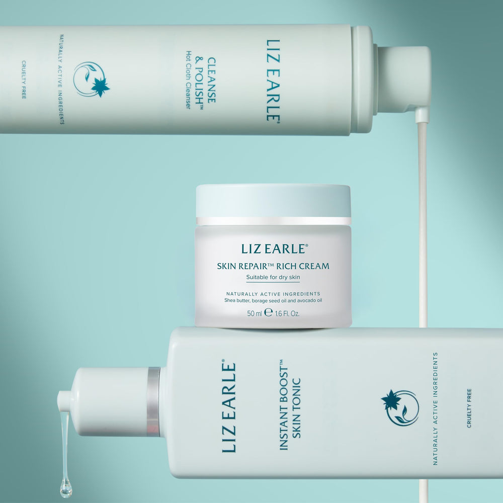 Liz Earle Skin Repair Rich Cream echinacea hops blend soothing feel.