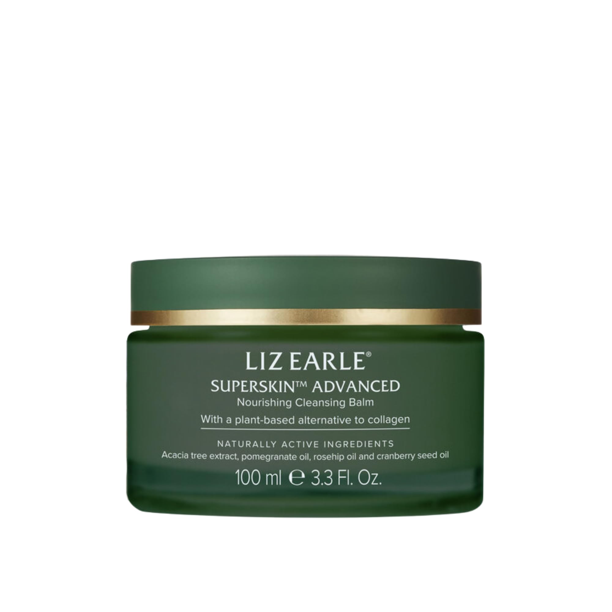 Liz Earle Superskin cleansing balm jar close-up for luxurious makeup removal.