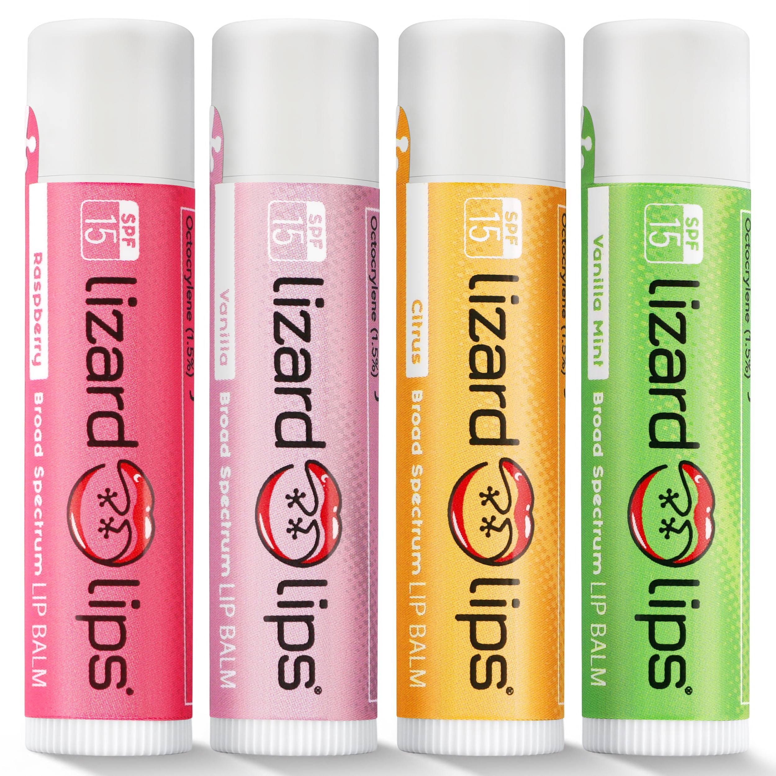 Lizard Lips SPF 15 lip balm packaging highlighting sun protection for outdoor use.