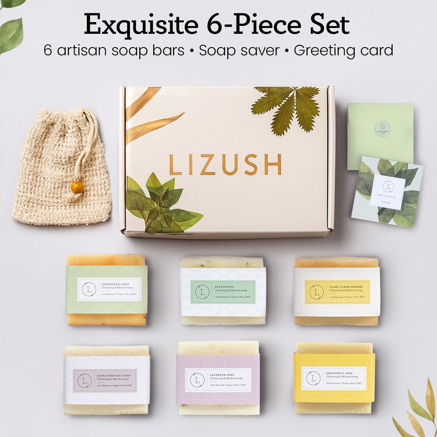 Lizush grapefruit soap bar provides bright, cleansing notes for energized mornings.