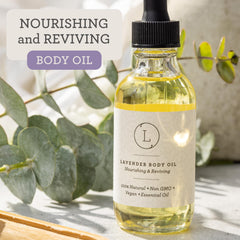 Lizush Lavender Body Oil pour action shows quick skin absorption