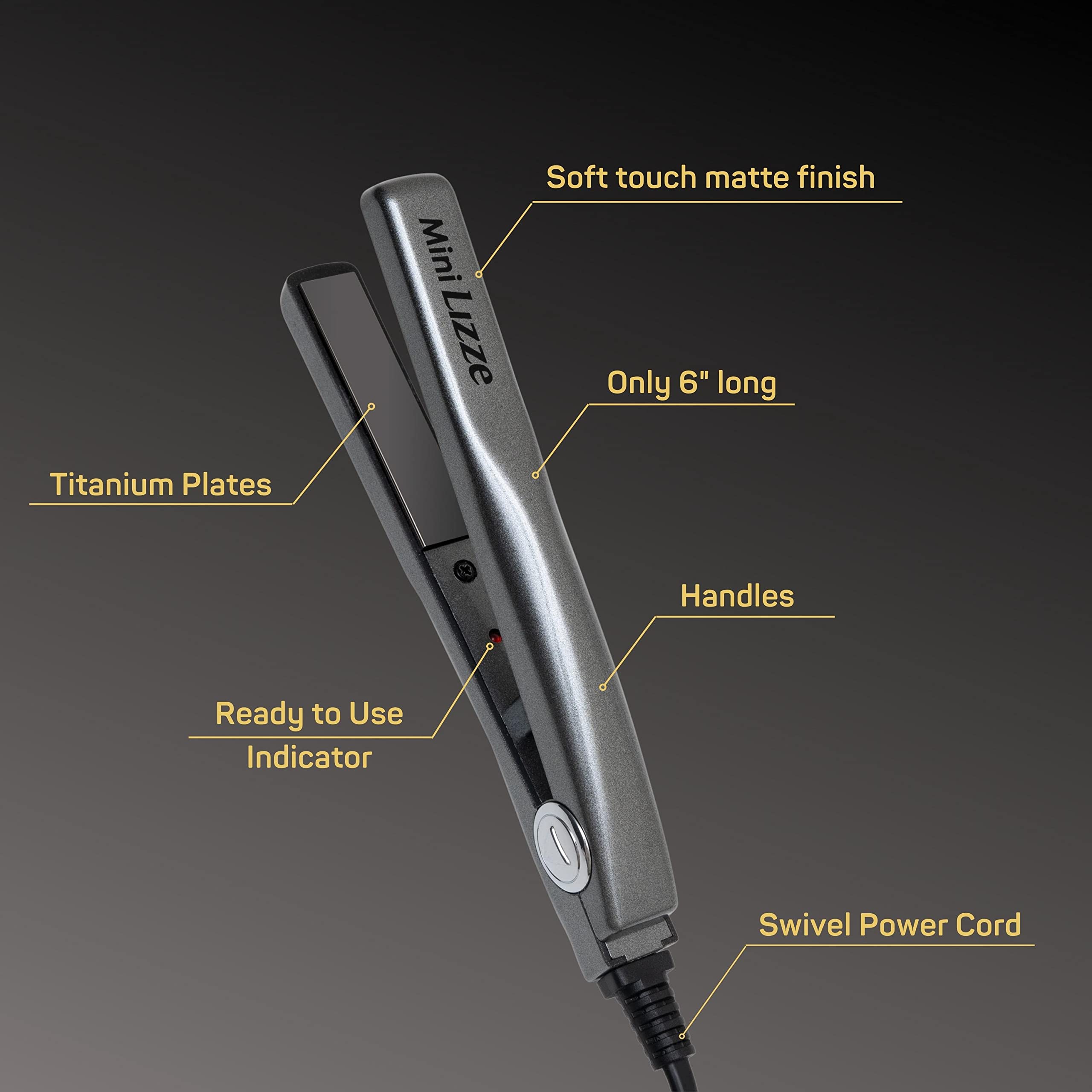 Lizze Mini even-plate surface promotes smooth, consistent results while styling.
