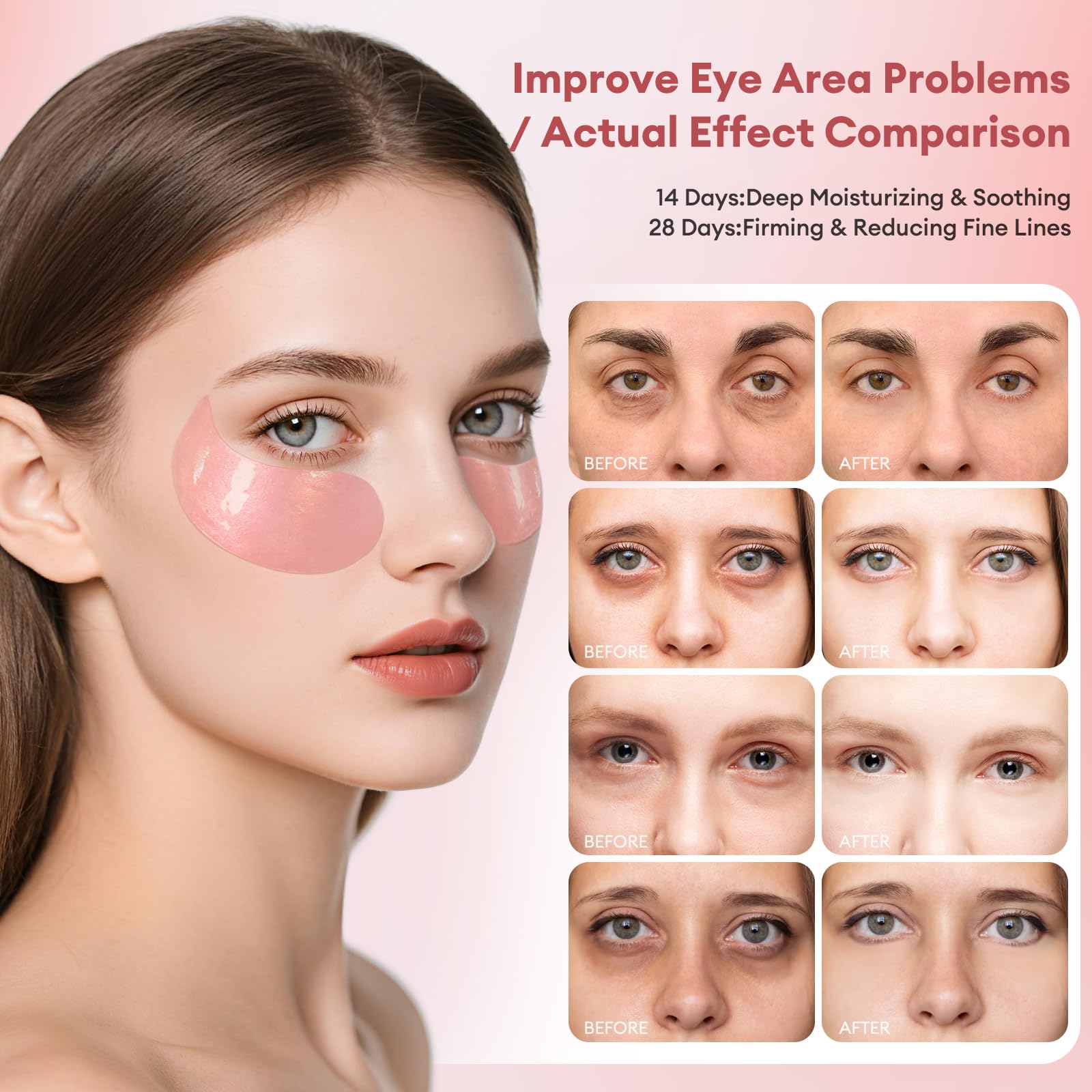 LJ KuKu Lady hydrogel eye patches rose pink close-up for refreshing hydration