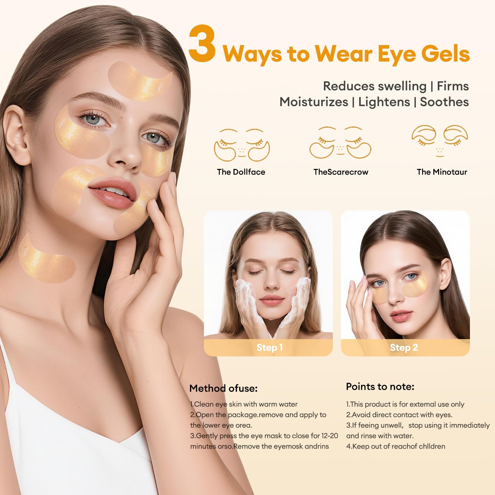 Pack shot of LJ KuKu Lady gold eye patches