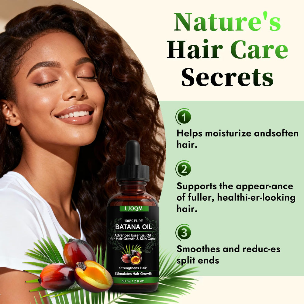 LJOQM Batana Oil pour showing easy application and quick absorption.