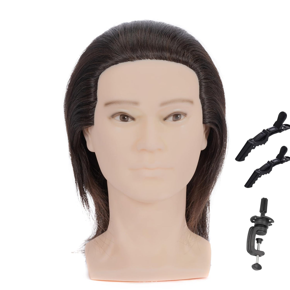 LJSMJF male mannequin head with stand for professional haircut practice.