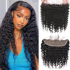 LJZYW 13x4 lace frontal deep wave for natural parting and movement