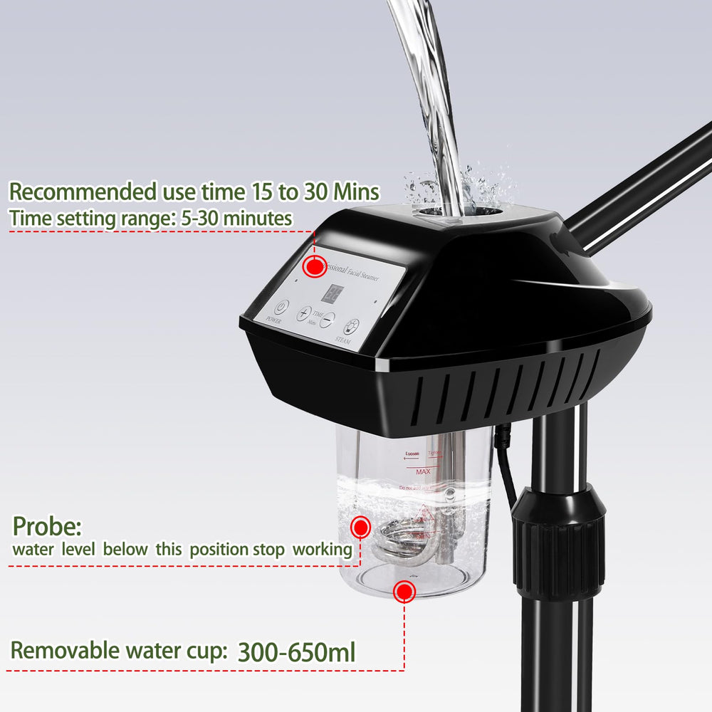 LKT COBTAC 360-degree nozzle rotates for even steam around the face.