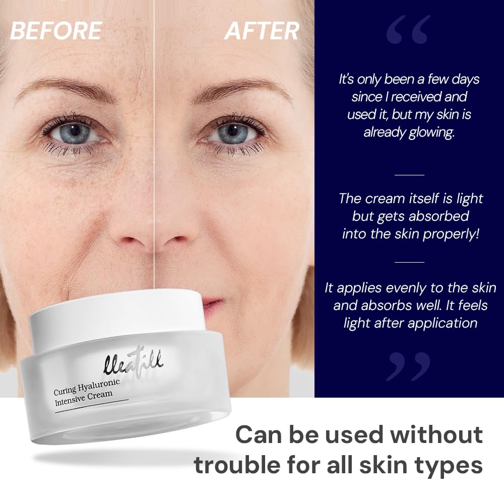 lleafill Curing Hyaluronic Intensive Cream applied on skin for subtle firming