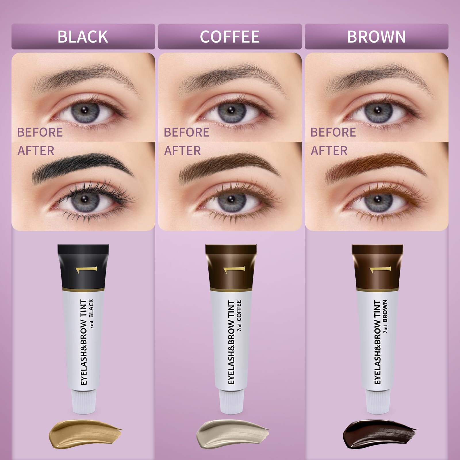LLNNOVUE salon-at-home results on model with bold lashes and brows