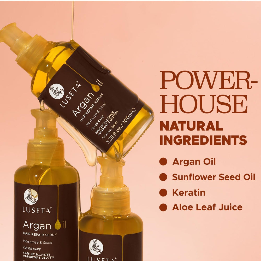 L LUSETA serum on frizz-prone hair delivers smoothness and manageability.