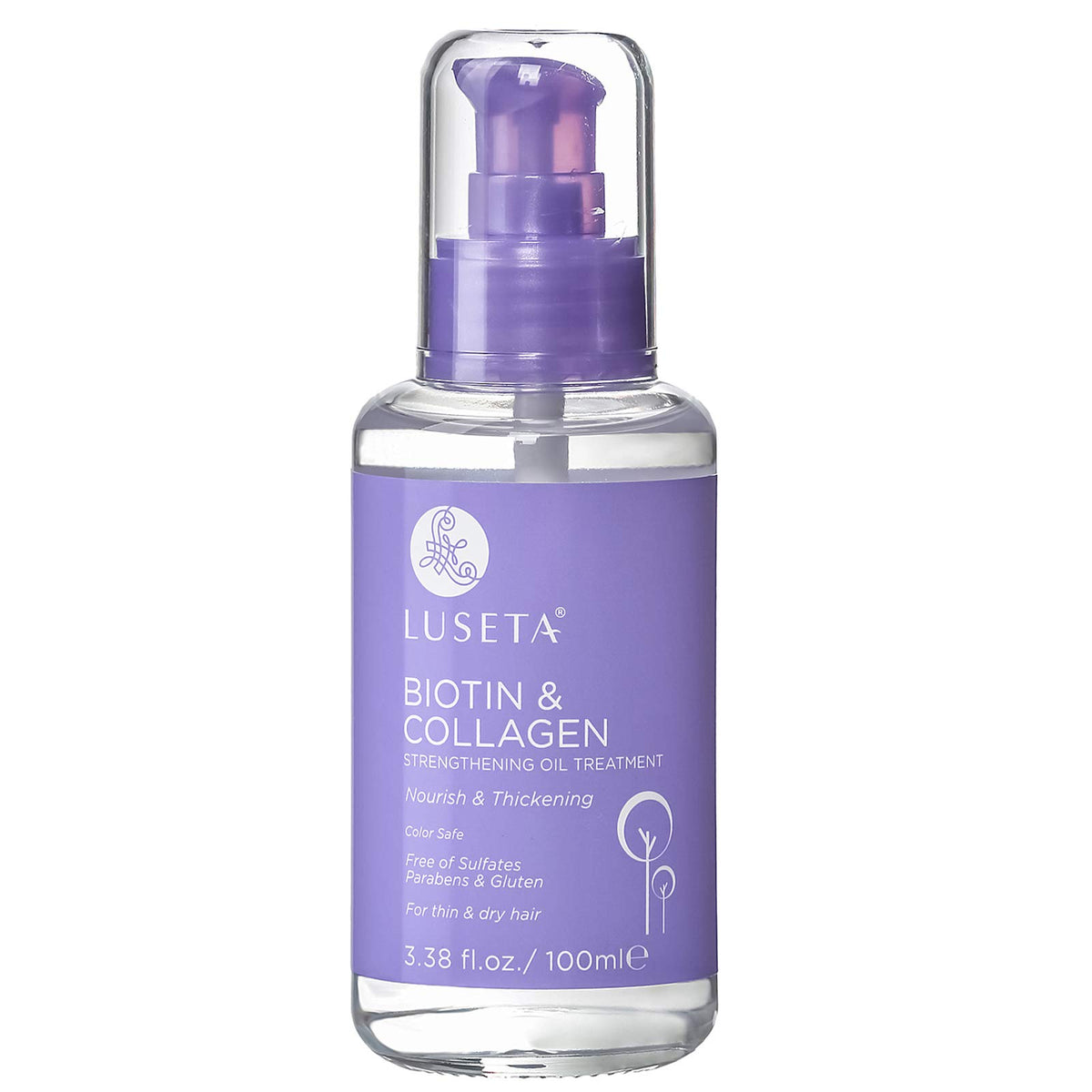 L LUSETA Biotin Hair Growth Serum bottle promotes a healthy hair appearance.