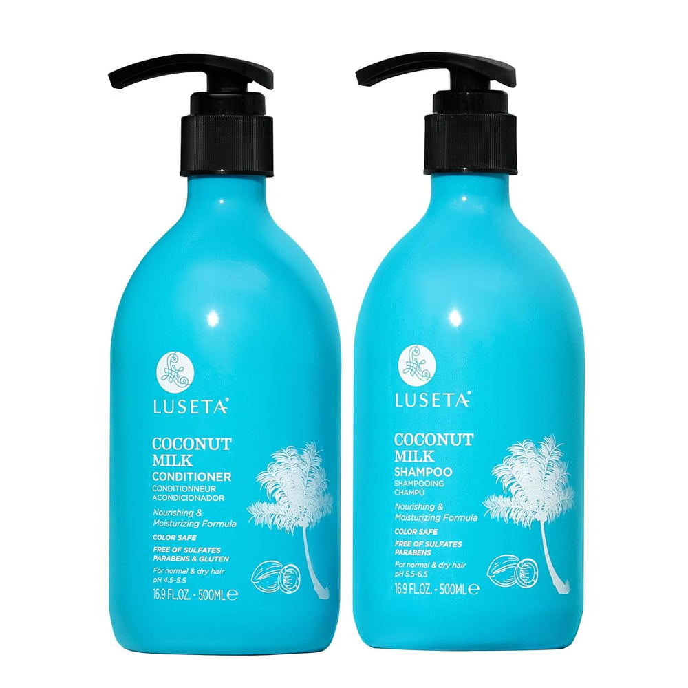 L LUSETA Coconut Milk Shampoo bottle with tropical hydration for daily cleansing.