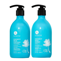 L LUSETA Coconut Milk Shampoo bottle with tropical hydration for daily cleansing.