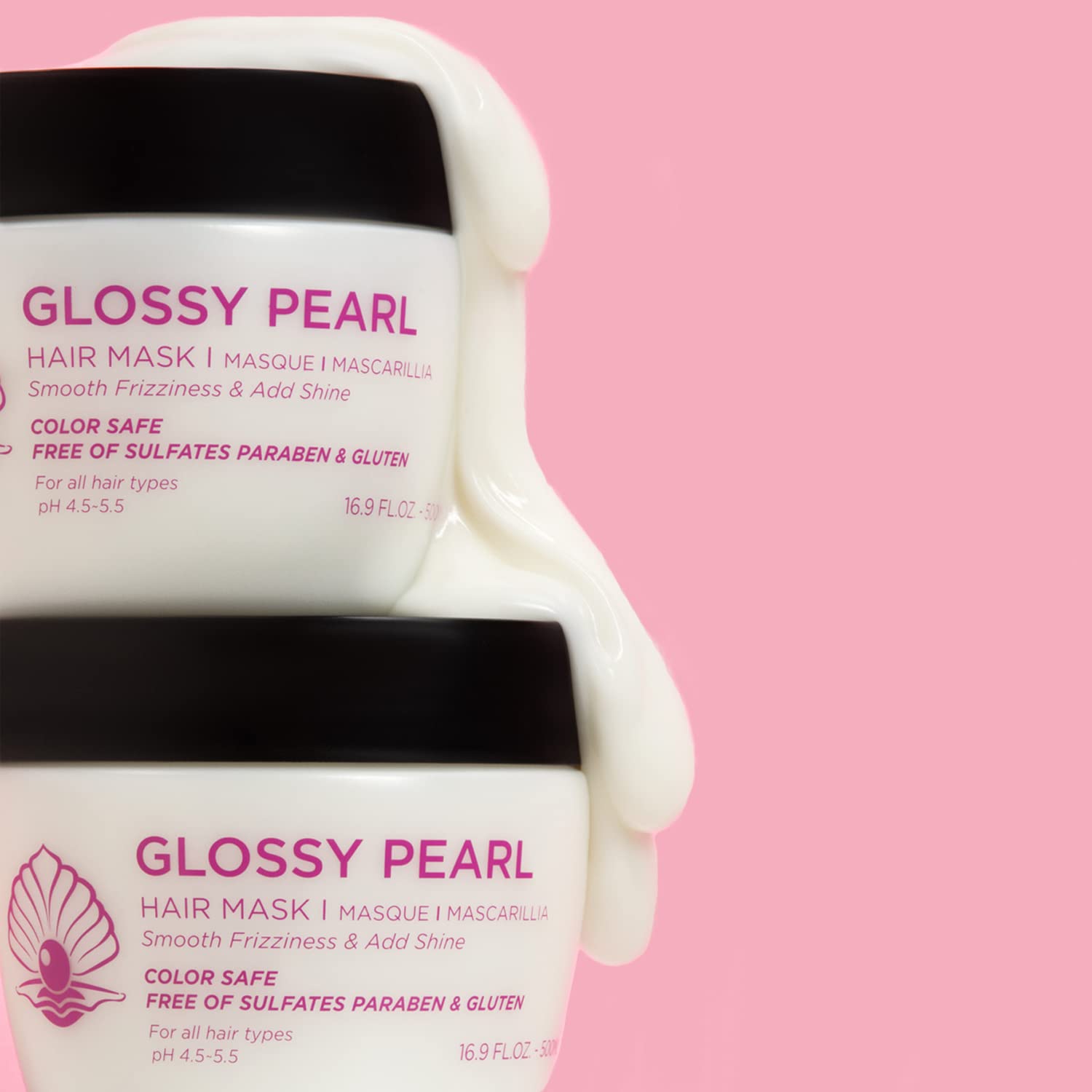 Luseta Glossy Pearl Hair Mask on hair reveals shiny, manageable strands