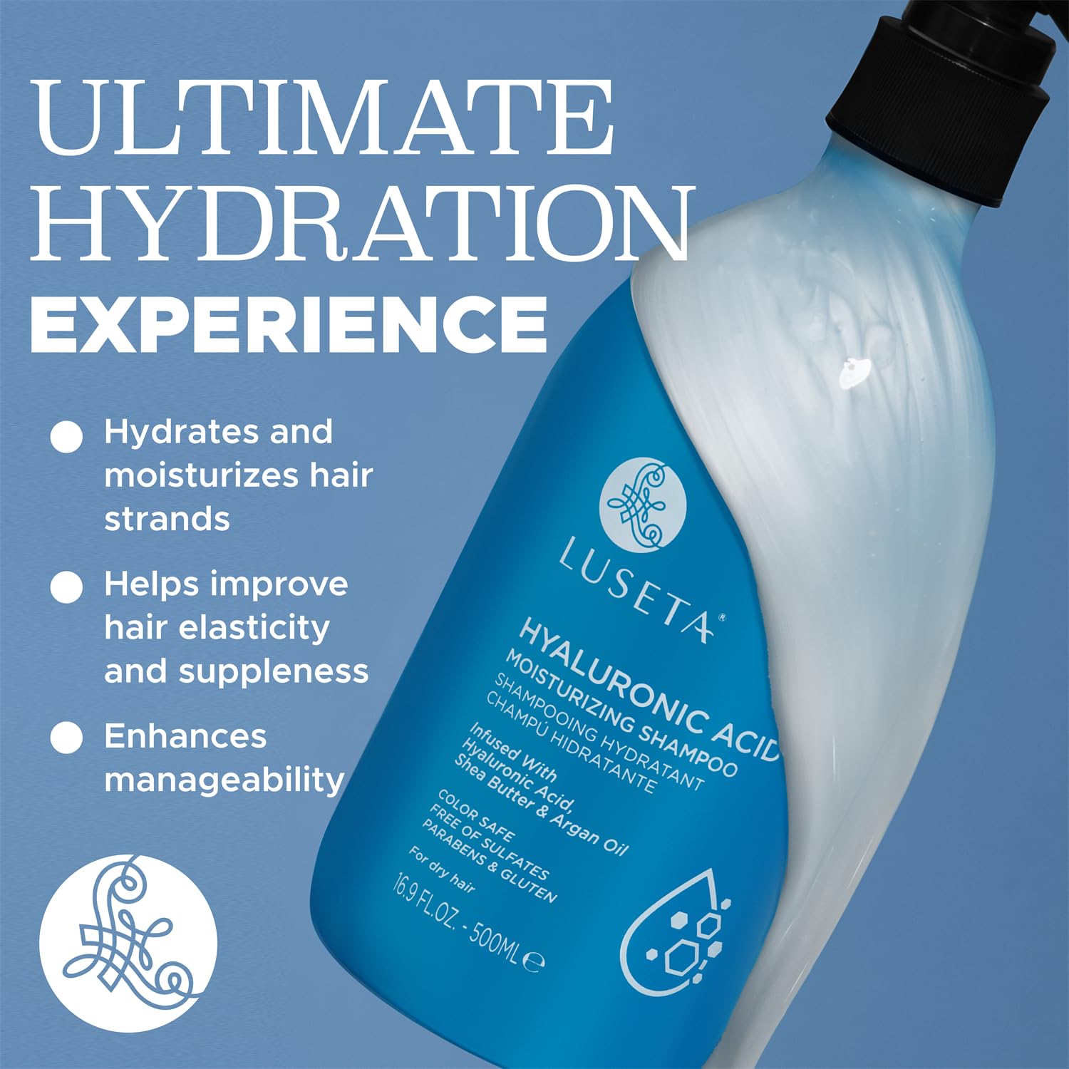 Shiny, healthy-looking hair after LLUSETA shampoo use