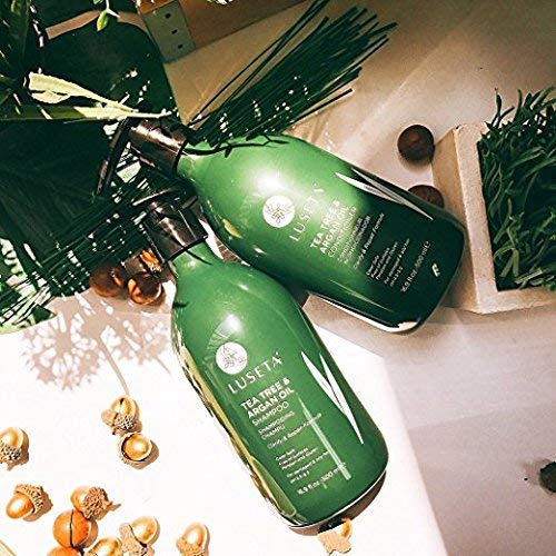Luseta Tea Tree Oil Shampoo closeup on silky, hydrated hair.
