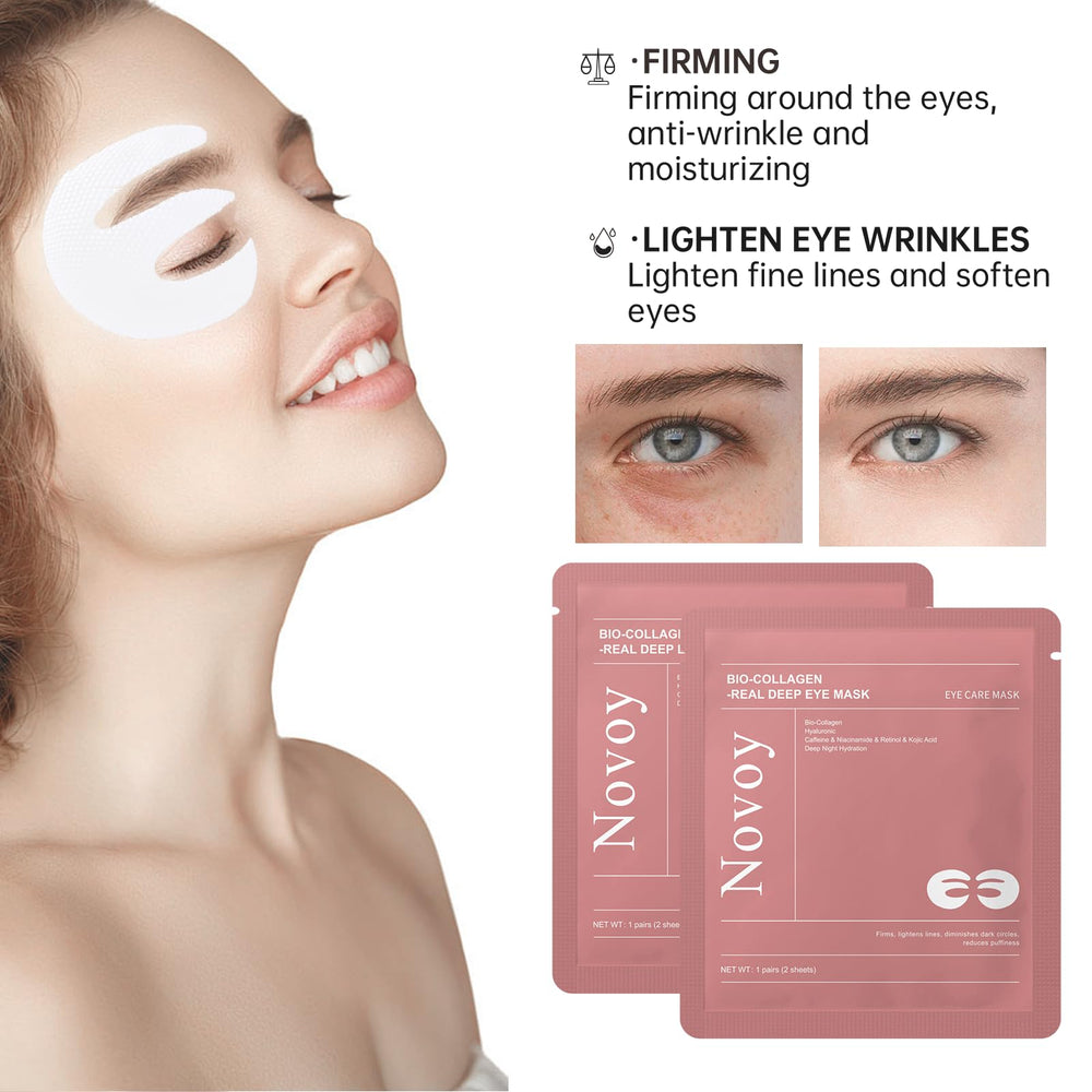 LLVYUO Novoy Rose Eye Patches applied under the eye area for soothing hydration