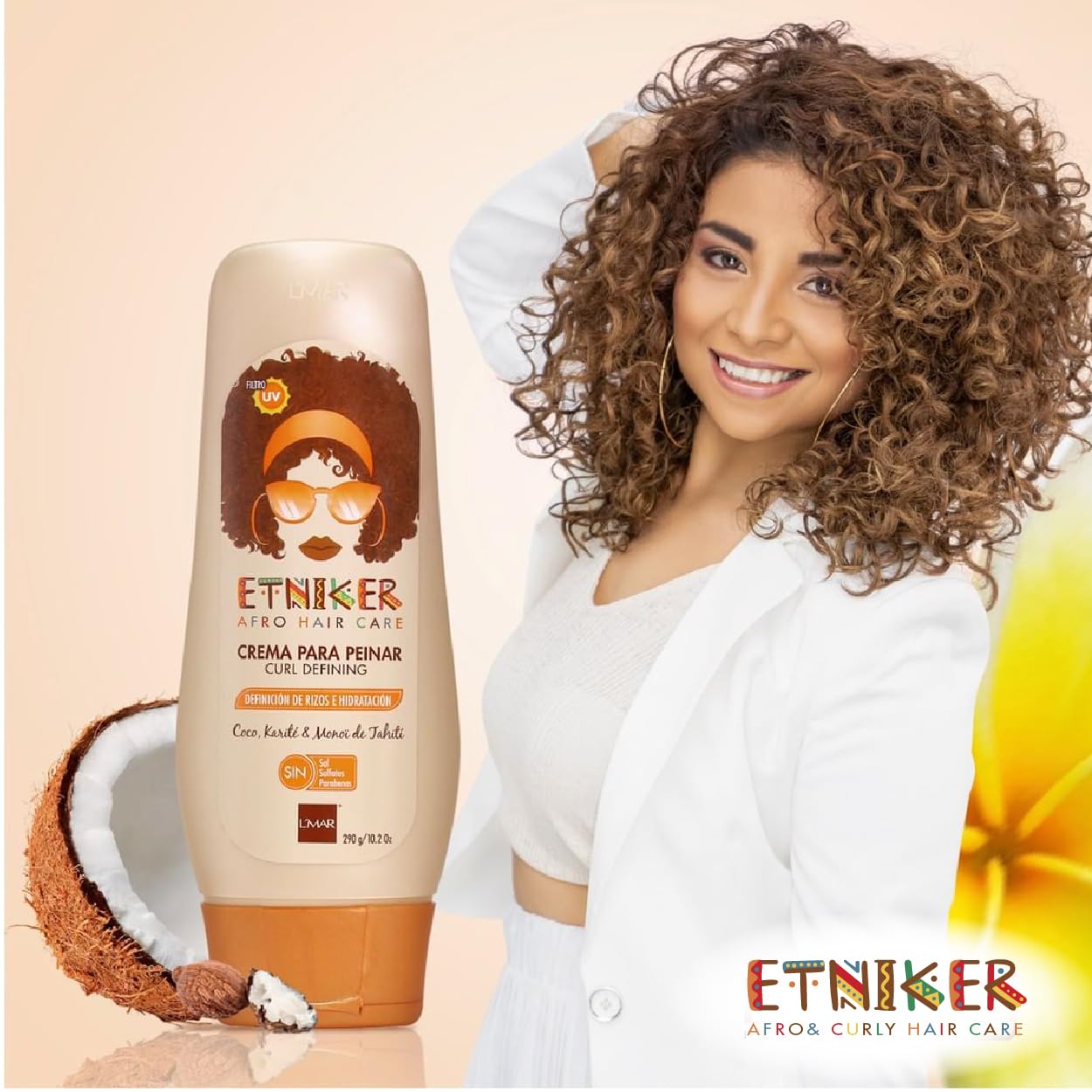 L'MAR ETNIKER hair closeup showing natural shine and definition