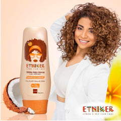 L'MAR ETNIKER hair closeup showing natural shine and definition