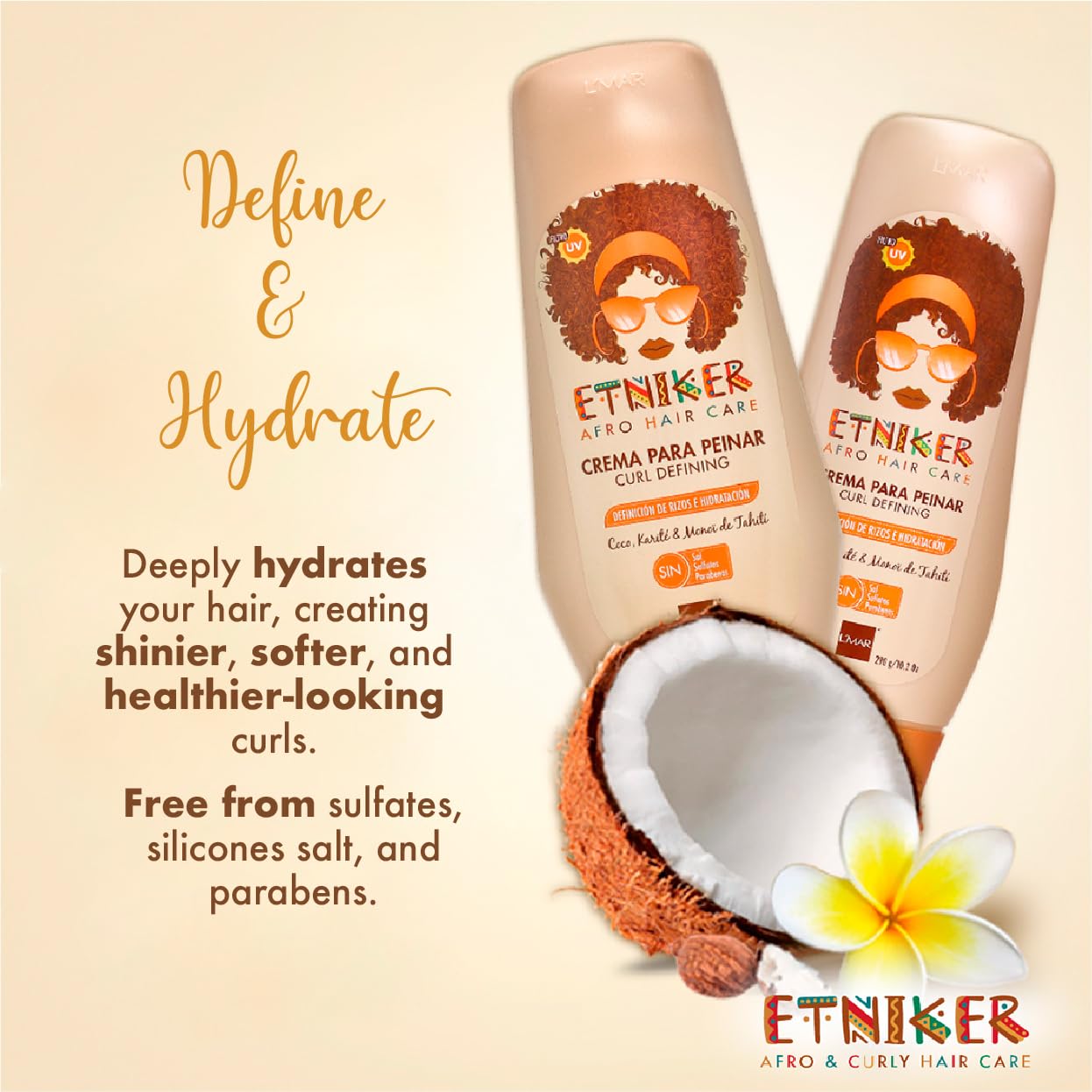 L'MAR ETNIKER no-rinse styling cream in use on damp hair