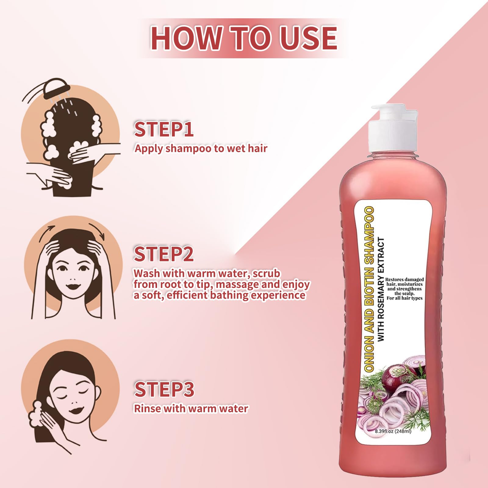 LMDGDS Onion Biotin Rosemary Shampoo after-use result shows softer, more manageable hair shine.