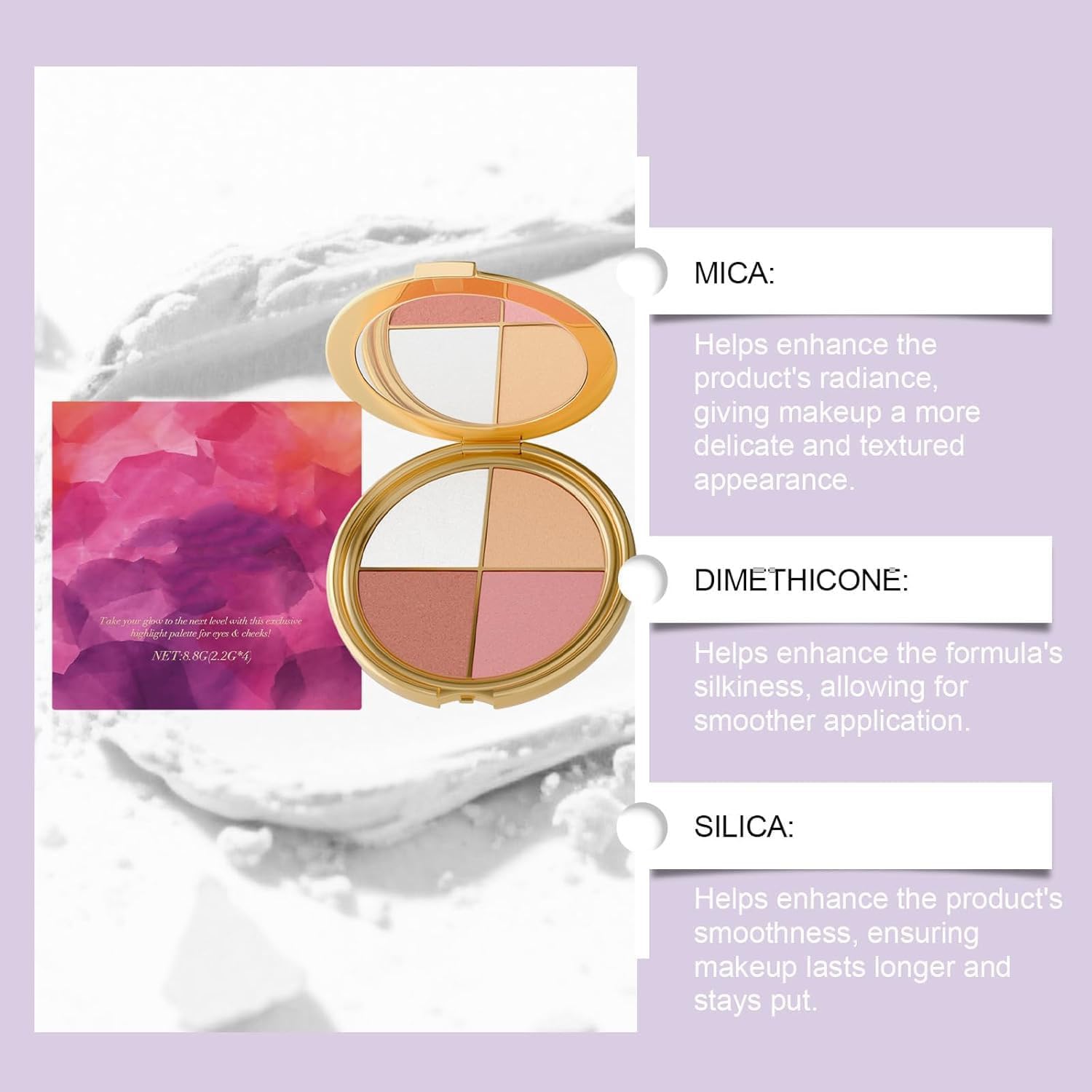 Upgraded angled blush brush included with Lmoy Eye & Cheek Palette