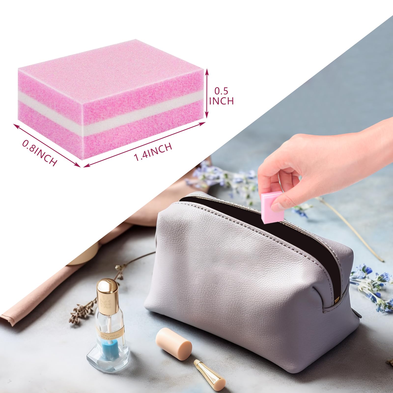 LNAUJS Easy-clean nail buffer, washable sponge for reuse and hygiene.